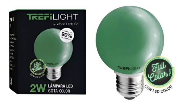 *LAMPARA GOTA E27 2W VERDE TREFI (20) *